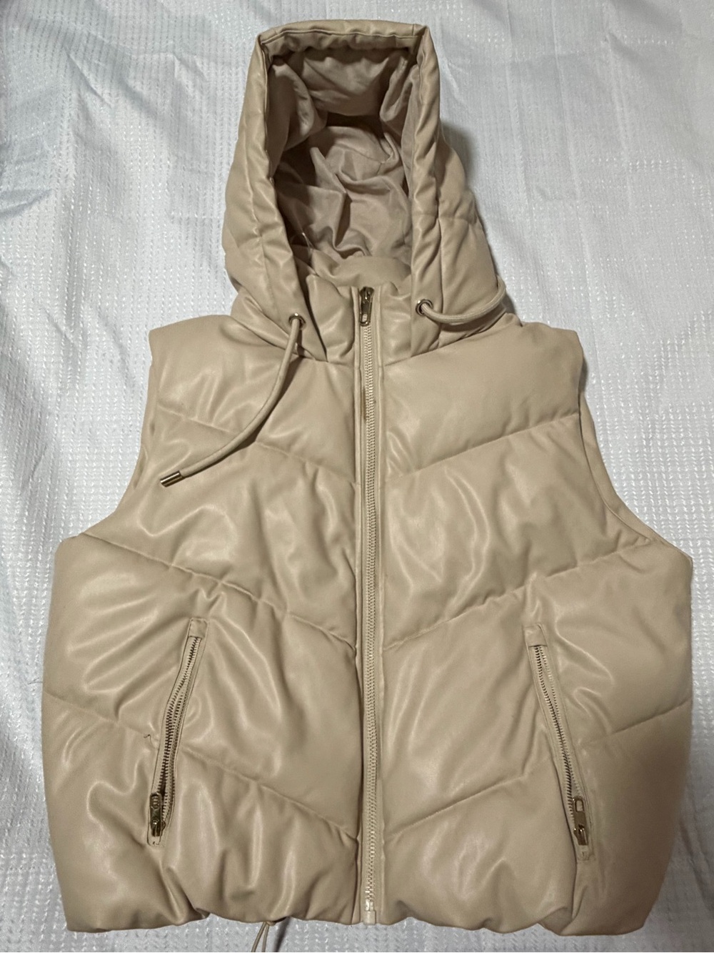 Zara Cream Quilted Vest with Hood